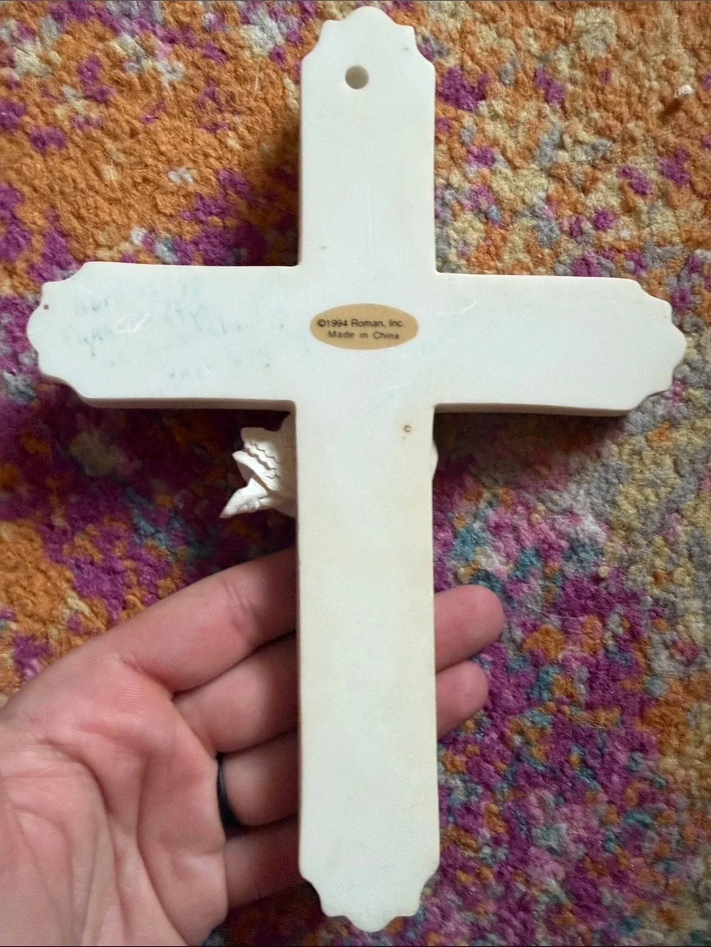 90s First Communion Wall Cross and Frame Set - White